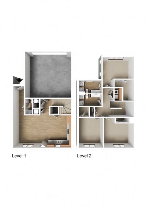 Floor plan for 3 beds, 2.5 baths, 1537 sqft